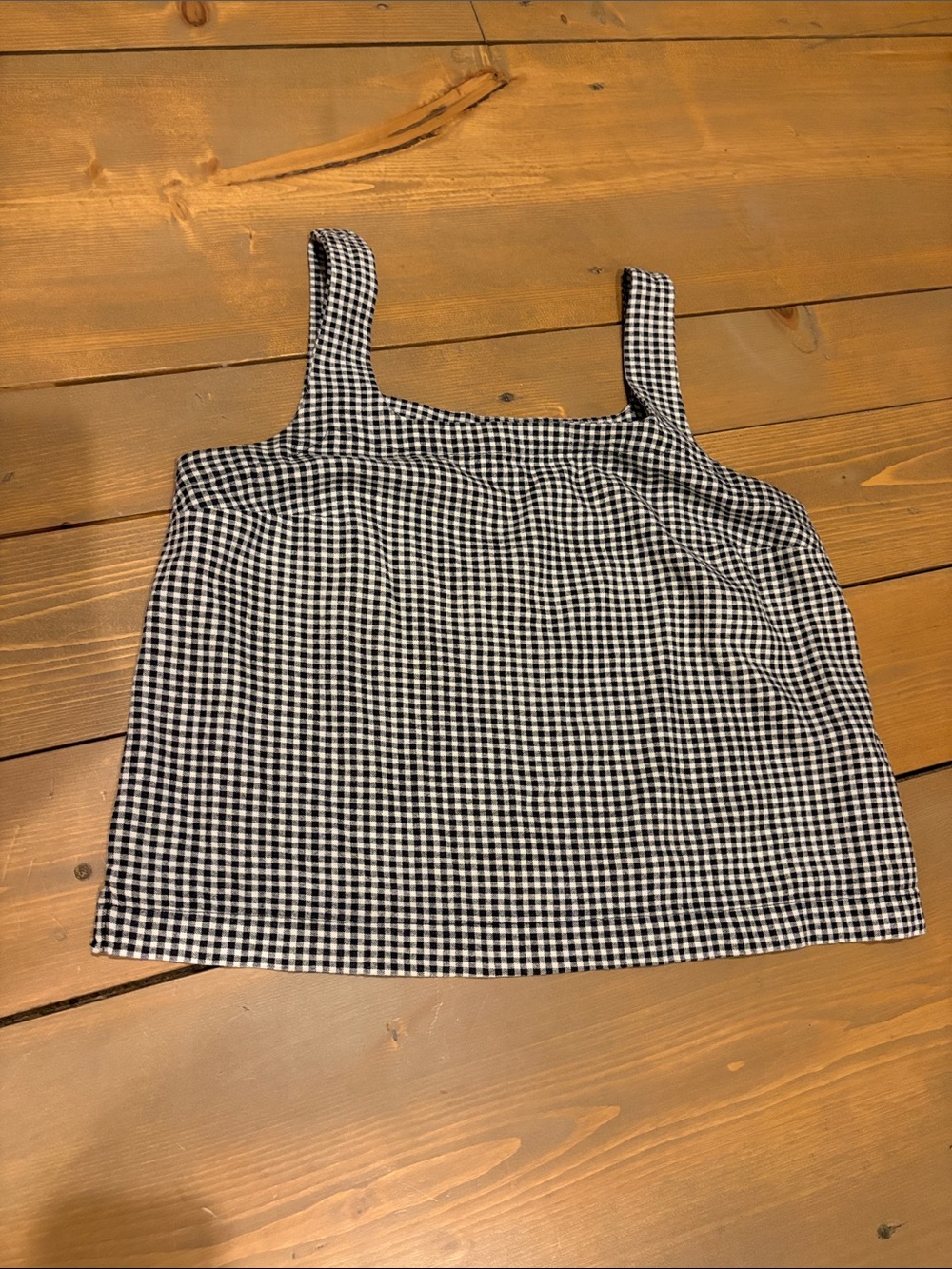 Black & White Gingham Square-Neck Tank Top